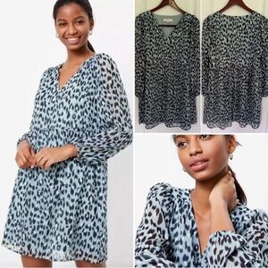 Loft Leopard Print V-Neck Swing Dress